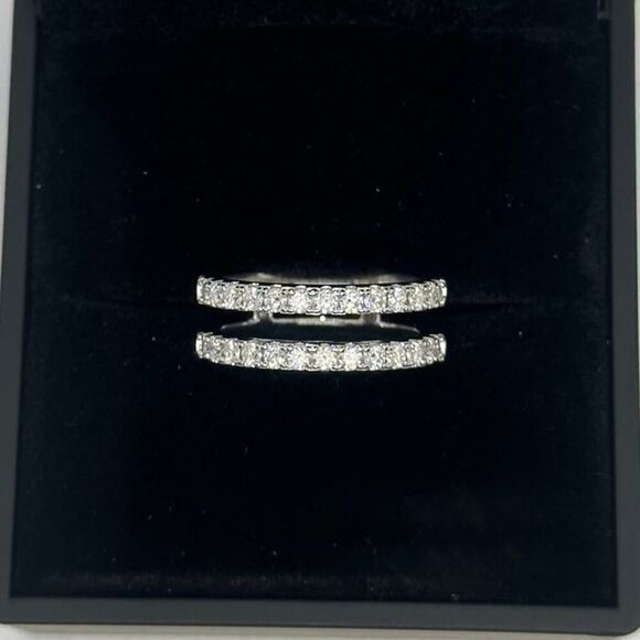 Moissanite Diamond Wedding Ring Enhancer GRA Double Row Band Brilliant Size 8 - Picture 7 of 12